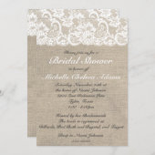 ヴィンテージのレースのバーラップのブライダルシャワーの招待状 招待状 (正面/裏面)