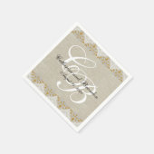 ヴィンテージのレースのリネン素朴な結婚式の紙ナプキン スタンダードカクテルナプキン (角)