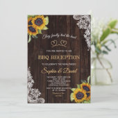 ヴィンテージのレースのロープで結んだひまわりのBBQ 招待状 (スタンド正面)