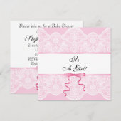 ヴィンテージのレースの女の子のベビーシャワー 招待状 (正面/裏面)