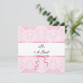 ヴィンテージのレースの女の子のベビーシャワー 招待状 (スタンド正面)