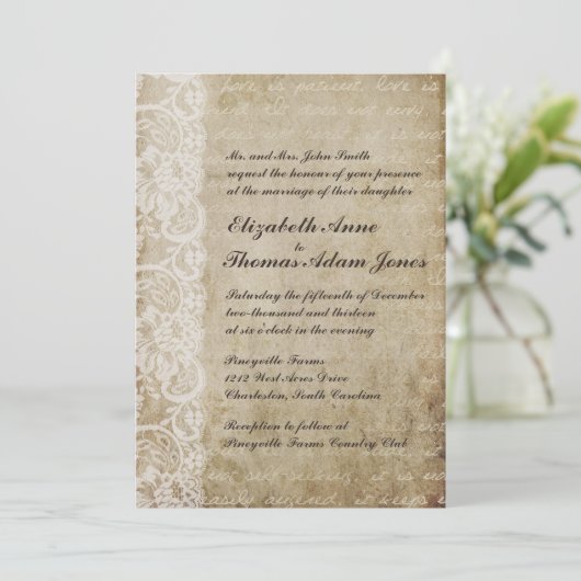 ヴィンテージのレースの旧世界の結婚式招待状 招待状 (スタンド正面)