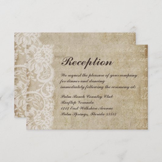 ヴィンテージのレースの旧世界の結婚披露宴カード エンクロージャーカード (正面/裏面)