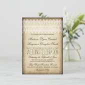 ヴィンテージのレースの素朴な国の結婚式招待状 招待状 (スタンド正面)