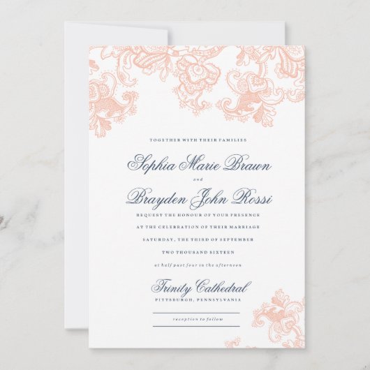 ヴィンテージのレースの結婚式招待状-春のレース 招待状 (正面)