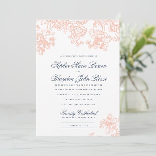 ヴィンテージのレースの結婚式招待状-春のレース 招待状 (スタンド正面)