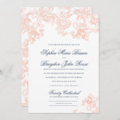 ヴィンテージのレースの結婚式招待状-春のレース 招待状 (正面/裏面)