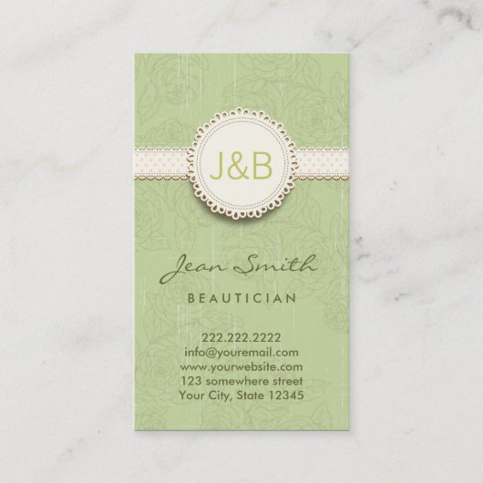 ヴィンテージのレースの花の美容師の名刺 名刺 (正面)