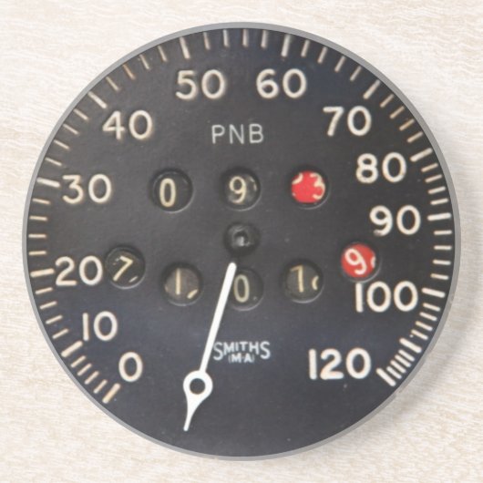 ヴィンテージのレースカーからの古い速度計のゲージ コースター (正面)