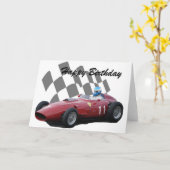 ヴィンテージのレースカーのハッピーバースデー6 カード (黄色い花)