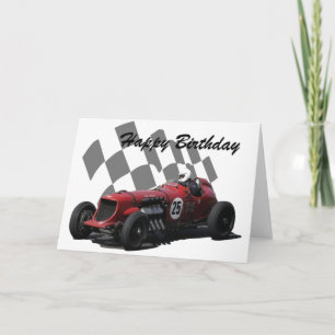 ヴィンテージのレースカーのハッピーバースデー8 カード