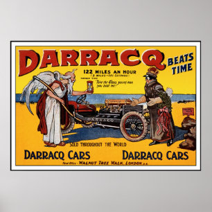 ヴィンテージのレースカーポスター: Darracq車広告 ポスター