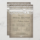 ヴィンテージのレース及びリネン素朴な国のブライダルシャワー 招待状 (正面/裏面)