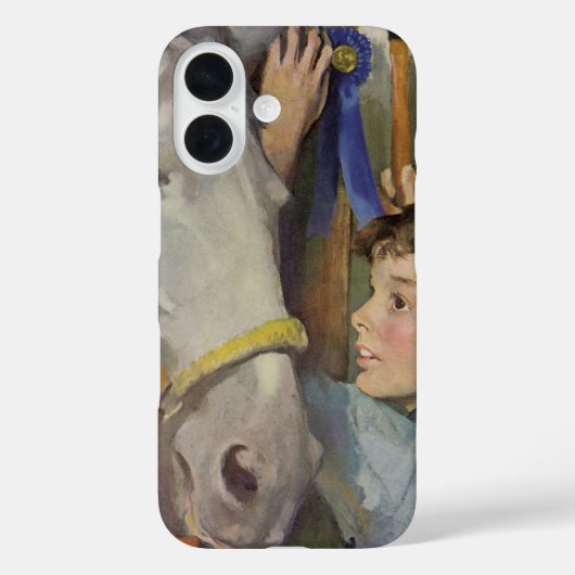 ヴィンテージのレース用馬、少年と青いリボン賞の勝者 Case-Mate iPhoneケース (裏面)