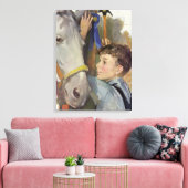 ヴィンテージのレース用馬、少年と青いリボン賞受賞 キャンバスプリント (インサイチュ (リビング))