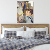 ヴィンテージのレース用馬、少年と青いリボン賞受賞 キャンバスプリント (インサイチュ (寝室))