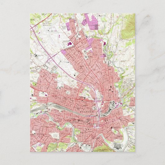 ヴィンテージのロアノケバージニアの地図（1963年） 2 ポストカード (正面)