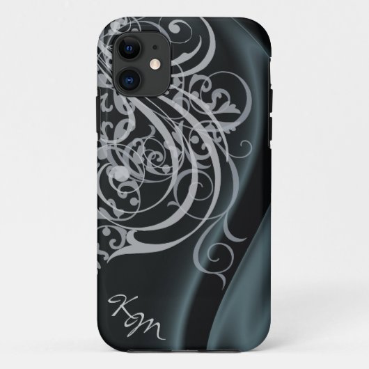 ヴィンテージのロココ様式の黒い絹のやっとそこに箱 Case-Mate iPhoneケース (裏面)