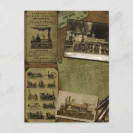 ヴィンテージのロコモーティブのスクラップブックの郵便はがき ポストカード