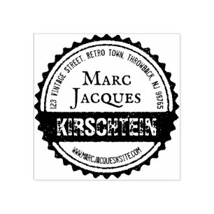 ヴィンテージのロゴの名前の住所ビンの王冠の円のリボン ラバースタンプ