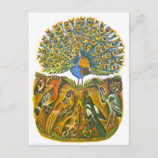 ヴィンテージのロシアのなイラストレーション、アイソーポスの寓話5 ポストカード (正面)