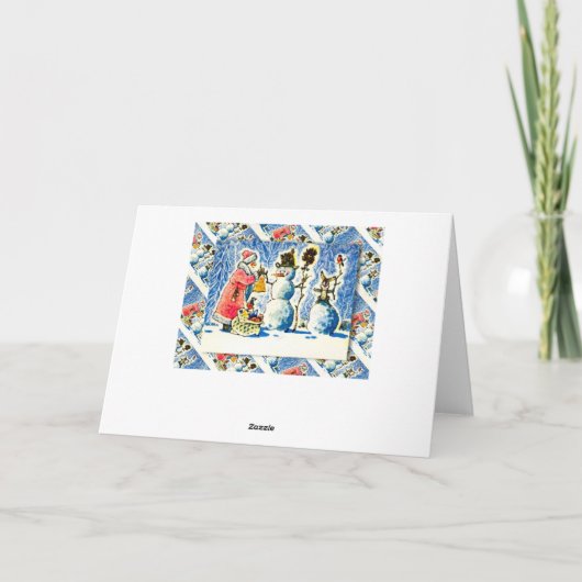 ヴィンテージのロシアのなクリスマス、ギフトを与えているサンタ シーズンカード (裏面)