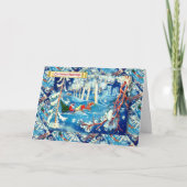 ヴィンテージのロシアのなクリスマス、サンタの旅行 シーズンカード (正面)