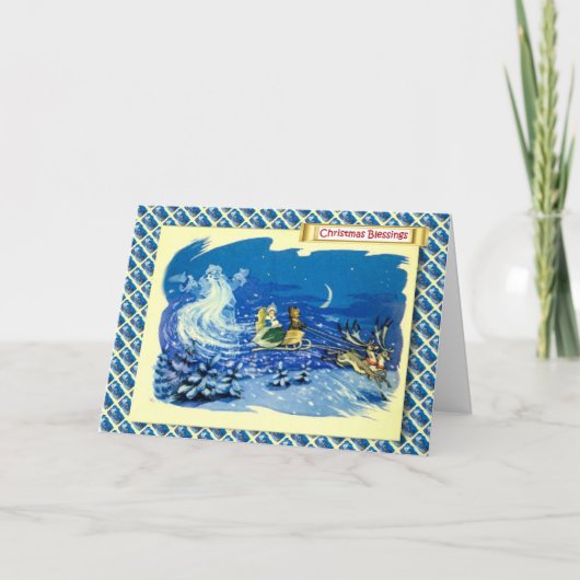 ヴィンテージのロシアのなクリスマス、幻影のサンタ シーズンカード (正面)