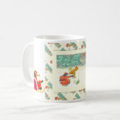 ヴィンテージのロシアのなクリスマス、望遠鏡が付いているサンタ コーヒーマグカップ (正面左)