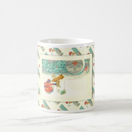 ヴィンテージのロシアのなクリスマス、望遠鏡が付いているサンタ コーヒーマグカップ (中央)