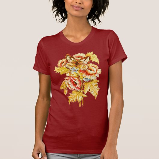 ヴィンテージのロシア人の花柄 Tシャツ (正面)