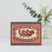 ヴィンテージのロスターの安全性一致ラベル ポストカード (スタンド正面)