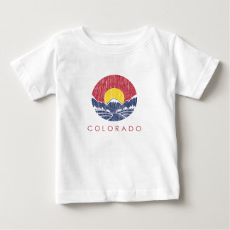 ヴィンテージのロッキー山脈のコロラド州の日没のロゴ ベビーTシャツ