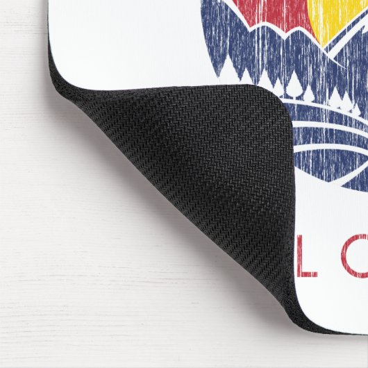 ヴィンテージのロッキー山脈のコロラド州の日没のロゴ マウスパッド (コーナー)