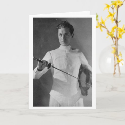 ヴィンテージのロバートモントゴメリーのフェンシング! メッセージカード カード (黄色い花)