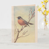 ヴィンテージのロビンの挨拶状 カード (黄色い花)