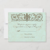 ヴィンテージのロビン卵の青い王冠の渦巻の華麗さ 出欠カード (正面)