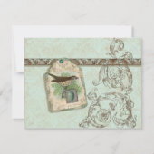 ヴィンテージのロビン卵の青い王冠の渦巻の華麗さ 出欠カード (裏面)