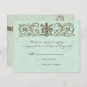 ヴィンテージのロビン卵の青い王冠の渦巻の華麗さ 出欠カード (正面/裏面)