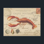 ヴィンテージのロブスターおよび貝殻の郵便はがき ポストカード<br><div class="desc">ヴィンテージのロブスターおよび貝殻の郵便はがき</div>