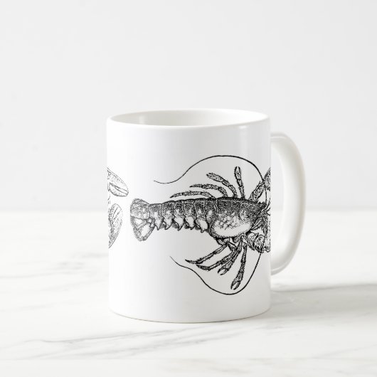 ヴィンテージのロブスターのイラストレーション コーヒーマグカップ (正面右)
