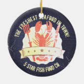 ヴィンテージのロブスターのフォークのナイフの黒板のクリスマス セラミックオーナメント (裏面)