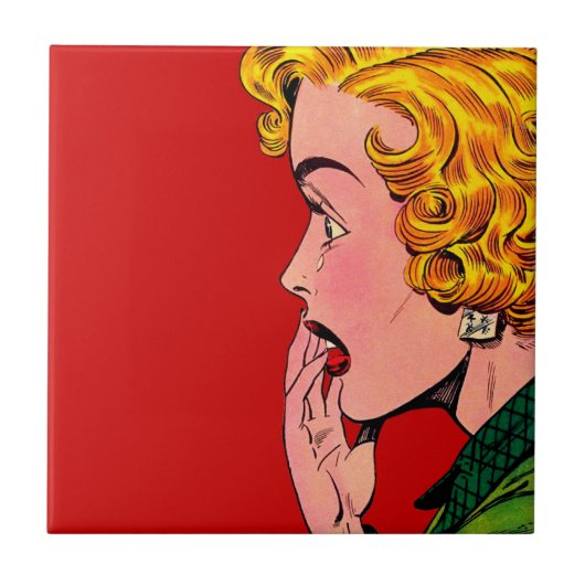 ヴィンテージのロマンス小説の女の子の漫画の芸術 タイル (正面)