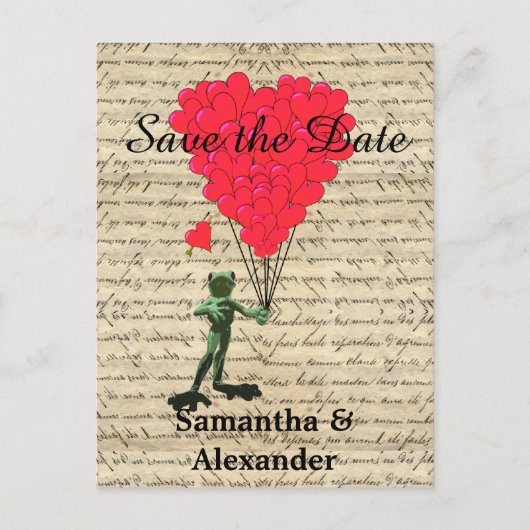 ヴィンテージのロマンチックなカエルはデートを救う 案内ポストカード (正面)