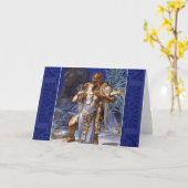 ヴィンテージのロマンチックなカップルアンソニーおよびCleopatraのキス カード (黄色い花)