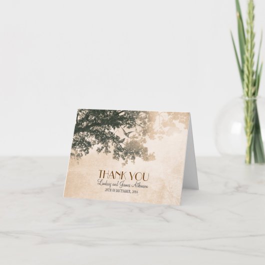 ヴィンテージのロマンチックな感謝カード 古い木 サンキューカード (正面)