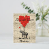 ヴィンテージのロマンチックな象の日付を保存 案内ポストカード (スタンド正面)