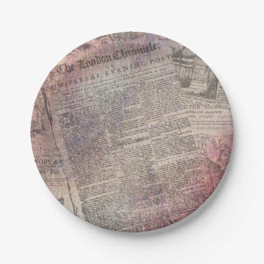 ヴィンテージのロンドンの記録の新聞広告 ペーパープレート (正面)