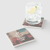 ヴィンテージのロンドンの陸標のKeep Calm and Carry On ストーンコースター (横)