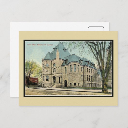 ヴィンテージのローエルMAの記念ホールの図書館 ポストカード (正面/裏面)